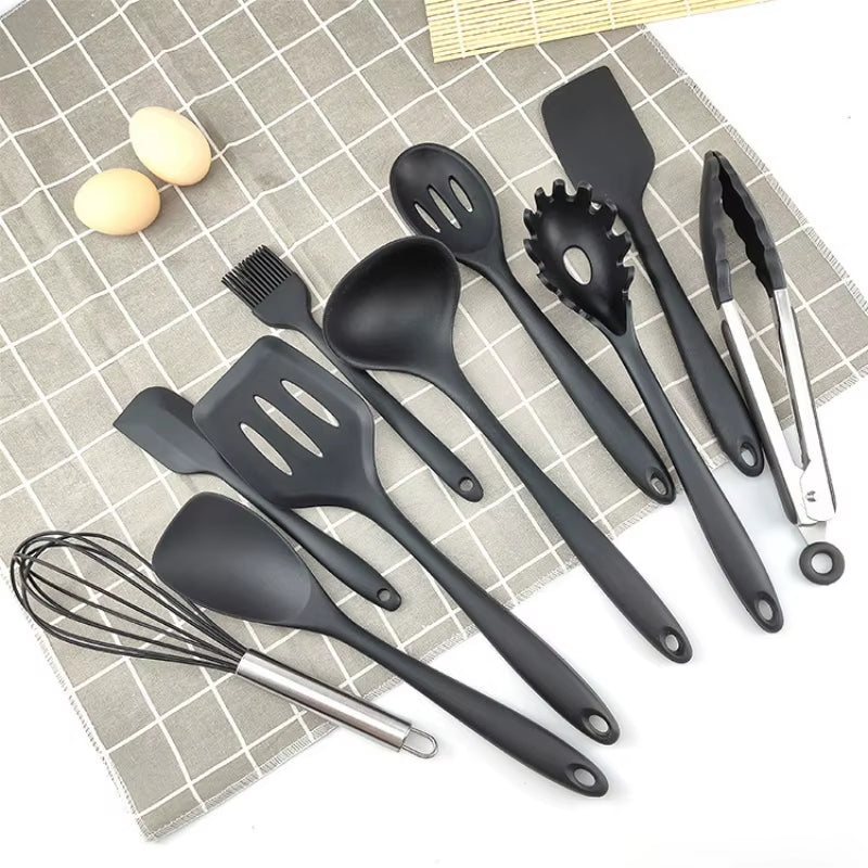 Kit utensilios silicona cocina 10 piezas antiadherente resistente calor colores