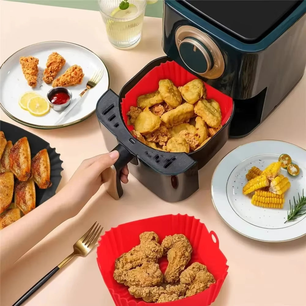 Bandeja silicona reutilizable air fryer antiadherente asas alta resistencia horno