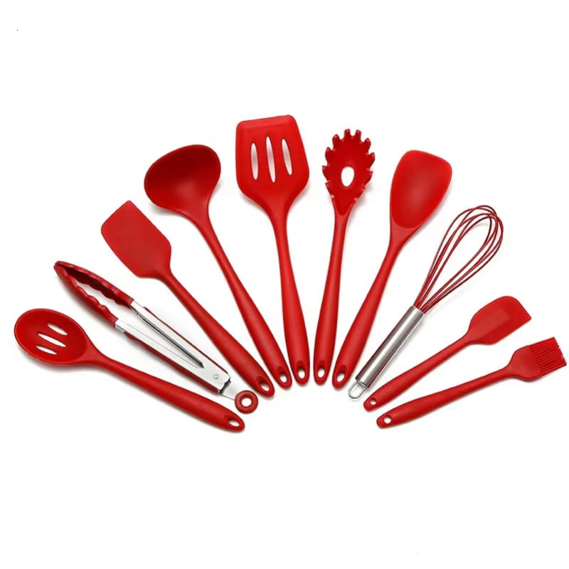 Kit utensilios silicona cocina 10 piezas antiadherente resistente calor colores