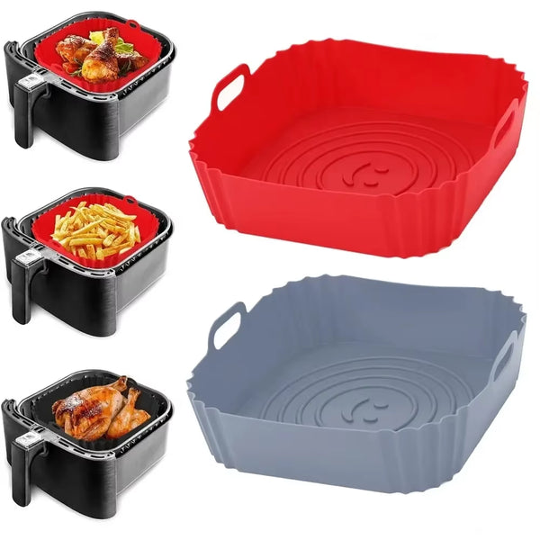 Bandeja silicona reutilizable air fryer antiadherente asas alta resistencia horno