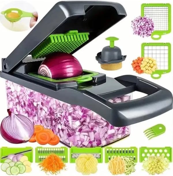 Picador de verduras multifuncional 14 en 1 acero inoxidable compacto fácil limpieza
